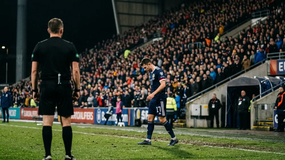 Scotland played 80 minutes with ten men, and Switzerland won 3-0 on Pocognoli’s first night at Hampden