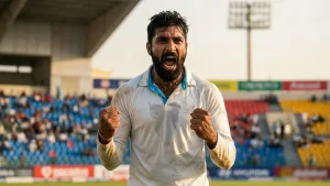 Afghanistan&#8217;s seamers took nine Bangladesh wickets in Abu Dhabi, and Rahmat Shah is 84 not out at stumps