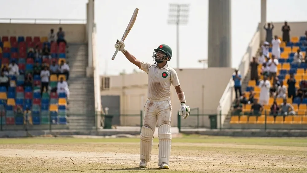 Litton Das made a hundred and has eight dismissals, and Bangladesh need seven wickets on the last day in Abu Dhabi